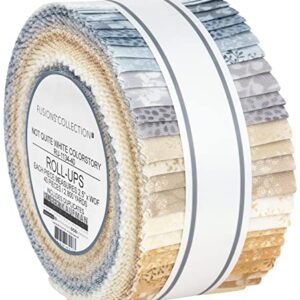 Jelly Roll - Not Quite White Colorstory Fusions Collection Neutrals Blenders Robert Kaufman 2.5" Strips Roll-Ups Bundle Quilter's Cotton Fabric Precuts (RU-1134-40) M526.15