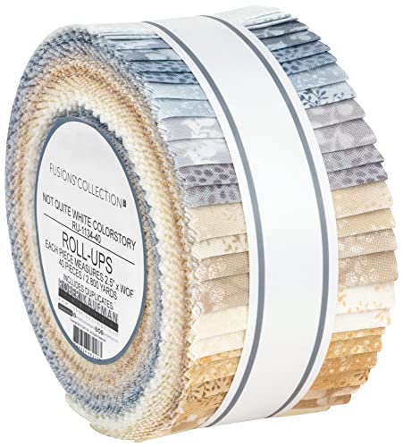 Jelly Roll - Not Quite White Colorstory Fusions Collection Neutrals Blenders Robert Kaufman 2.5" Strips Roll-Ups Bundle Quilter's Cotton Fabric Precuts (RU-1134-40) M526.15