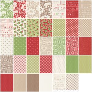 Fig Tree and Co Christmas Stitched Jelly Roll 40 2.5-inch Strips Moda Fabrics 20440JR, Assorted