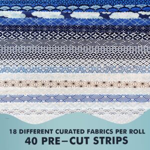 Needles Quilt Studio - Fat Quarter & Jelly Roll Bundle Pack (Beach House) | Cotton Strips Bundles for Quilting - Jelly Rolls for Quilting Assortment Fabrics Quilters & Sewing Precuts Cloth for Quilts