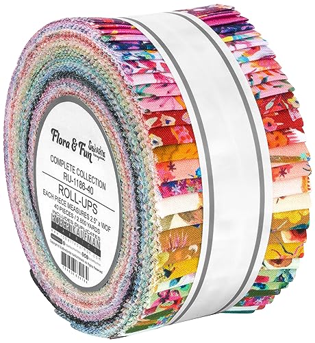 Subhashini Narayanan Flora & Fun Roll Up 40 2.5-inch Strips Jelly Roll Robert Kaufman RU-1186-40