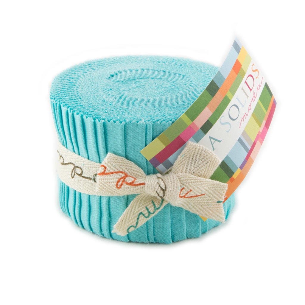 Bella Solids Robins Egg Blue Junior Jelly Roll 20 2.5-inch Strips Moda Fabrics 9900JJR 85