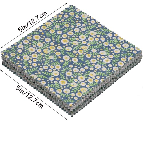 Nodsaw Floral Print Cotton Fabric Squares Bundles,Charm Packs for Quilting 5 inch,Fabric Scraps for Crafts,Precuts Quilt Squares 5" x 5"