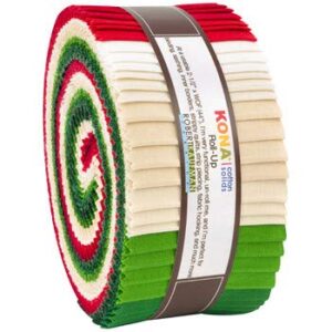 roll-ups kona cotton solids holiday palette christmas 2.5" fabric strips robert kaufman jelly roll fabric bundle quilter's cotton solids precuts (m525.27)