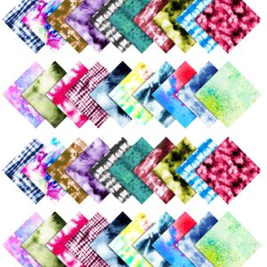 Soimoi 40Pcs Tie Dye Print Cotton Precut Fabrics for Quilting Craft Strips 2.5x42inches Jelly Roll - Multicolor