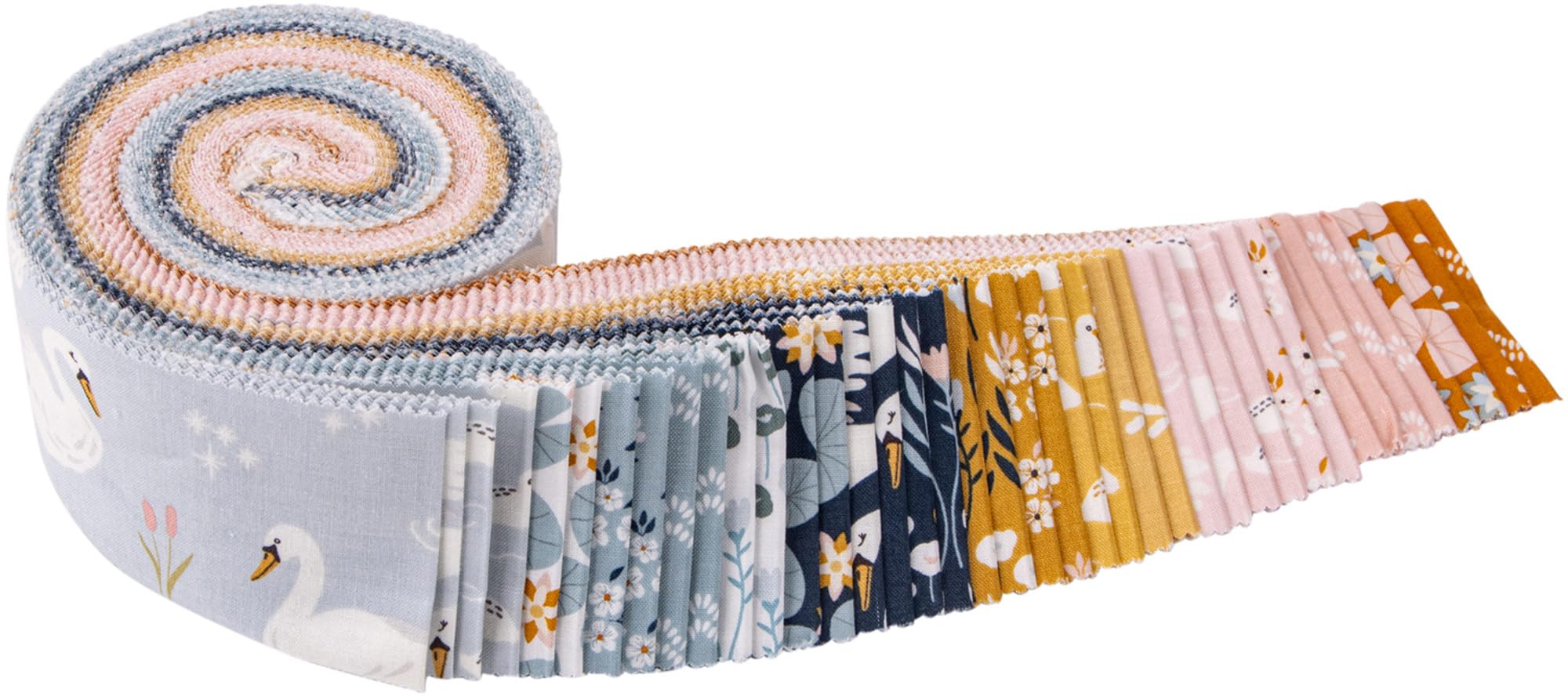 Little Forest Atelier Little Swan Rolie Polie 40 2.5-inch Strips Jelly Roll Riley Blake RP-13740-40