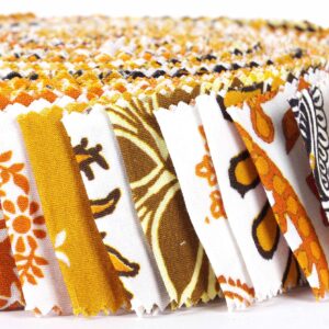 Soimoi 40Pcs Paisleys Print Precut Fabrics Strips Roll Up 1.5 inches Cotton Jelly Rolls for Quilting - Orange