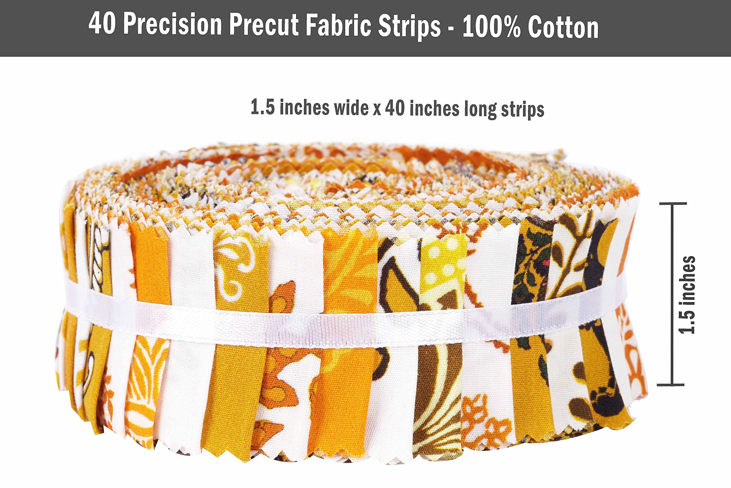 Soimoi 40Pcs Paisleys Print Precut Fabrics Strips Roll Up 1.5 inches Cotton Jelly Rolls for Quilting - Orange