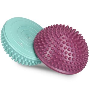 Navaris 2x Hedgehog Balance Pods - Set of 2 Spiky Fitness Domes for Sports, Foot Massage, Stability Training, Balancing in Multiple Colors