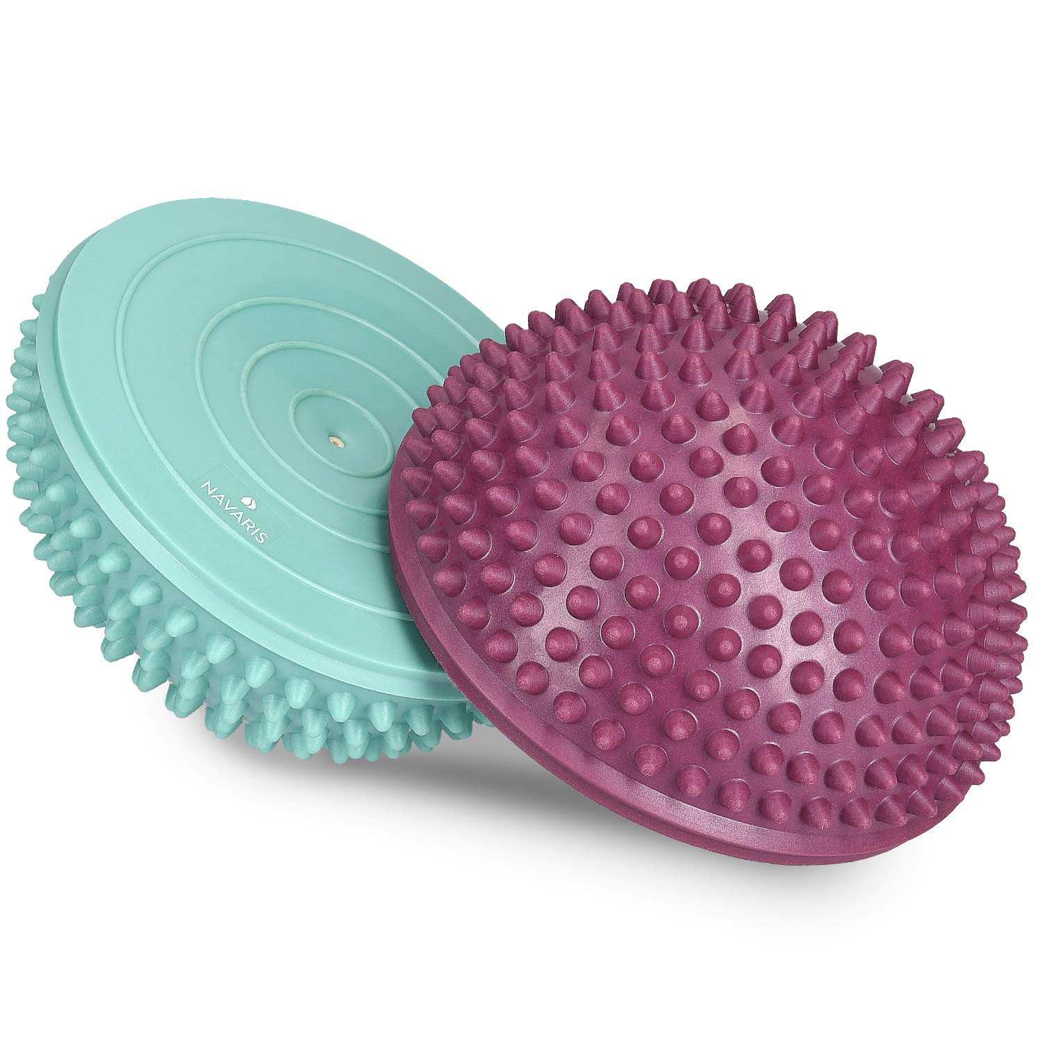 Navaris 2x Hedgehog Balance Pods - Set of 2 Spiky Fitness Domes for Sports, Foot Massage, Stability Training, Balancing in Multiple Colors