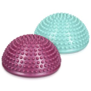 Navaris 2x Hedgehog Balance Pods - Set of 2 Spiky Fitness Domes for Sports, Foot Massage, Stability Training, Balancing in Multiple Colors