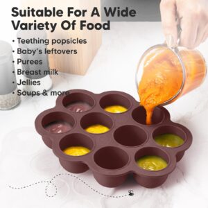 Silicone Baby Food Freezer Tray with Clip-on Lid - 2oz x 10 Pods Baby Food Silicone Freezer Molds, Breast Milk Freezer Tray, Dishwasher, Microwave, BPA-Free Baby Food Storage Tray (Mulberry)