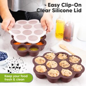 Silicone Baby Food Freezer Tray with Clip-on Lid - 2oz x 10 Pods Baby Food Silicone Freezer Molds, Breast Milk Freezer Tray, Dishwasher, Microwave, BPA-Free Baby Food Storage Tray (Mulberry)