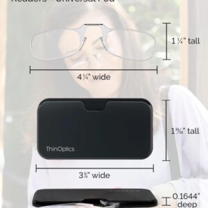 ThinOptics Universal Pod Rectangular Reading Glasses, Purple Frames/White Case, 2 x + 2