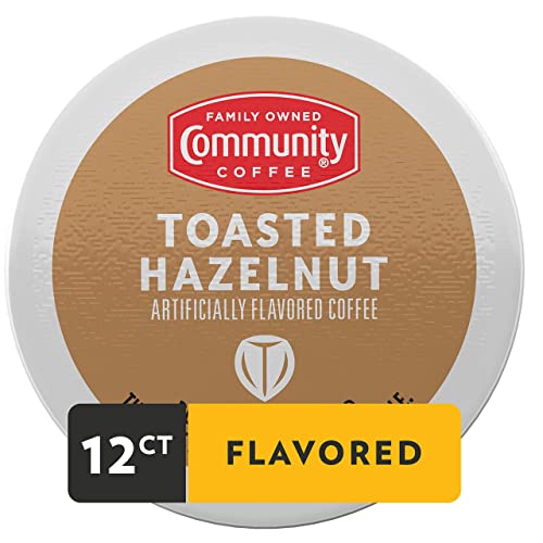 Community Coffee Toasted Hazelnut Flavored 12 Count Coffee Pods, Medium Roast, Compatible with Keurig 2.0 K-cup Brewers, 12 Count (Pack of 1)