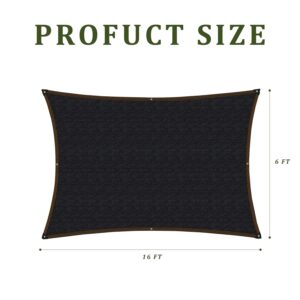 Garden - Shade Cloth - for Plants Heat Protection 6' x 16', 90% Black Outdoor Canopy of Pergola, Chicken Coop & Dog Kennel Covers, Mesh Fabric Netting for Vegetables 2x5m