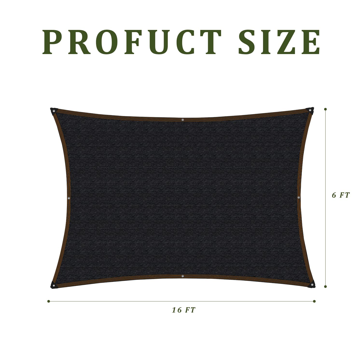 Garden - Shade Cloth - for Plants Heat Protection 6' x 16', 90% Black Outdoor Canopy of Pergola, Chicken Coop & Dog Kennel Covers, Mesh Fabric Netting for Vegetables 2x5m