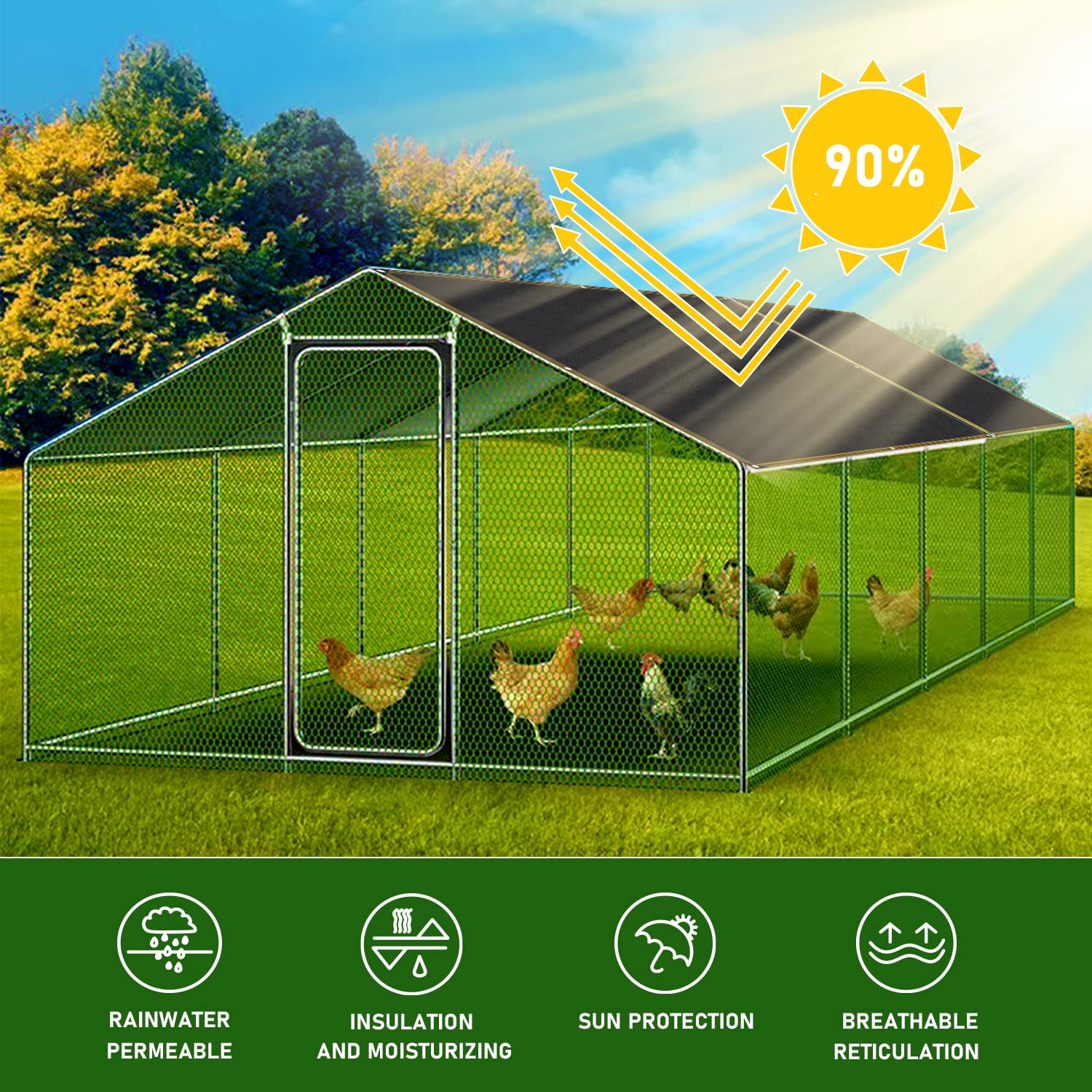 Garden - Shade Cloth - for Plants Heat Protection 6' x 16', 90% Black Outdoor Canopy of Pergola, Chicken Coop & Dog Kennel Covers, Mesh Fabric Netting for Vegetables 2x5m