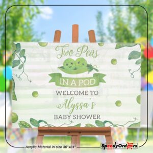 Twin Baby Shower Banner, Two Peas in a Pod, Baby Shower Banner, Baby Shower Reception Sign, Peas in a Pod Decor, Nature Design, Green Decor, Baby Shower Banner Sign