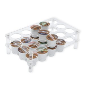 baoswi 30 coffee pod holder acrylic, 2 tiers design, clear k cup holder, coffee pod organizer for countertop, k cup drawer organizer, suitable for most coffee capsules, 30 pod capacity