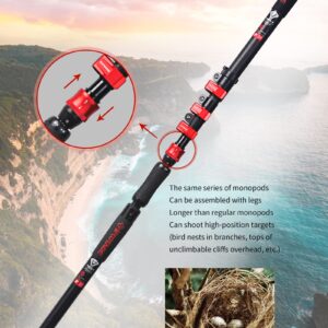 IFOOTAGE Cobra 3 A180F Monopod for Cameras, 71" Aluminum Professional Video Monopod with Tripod Base, Max Load 10KG