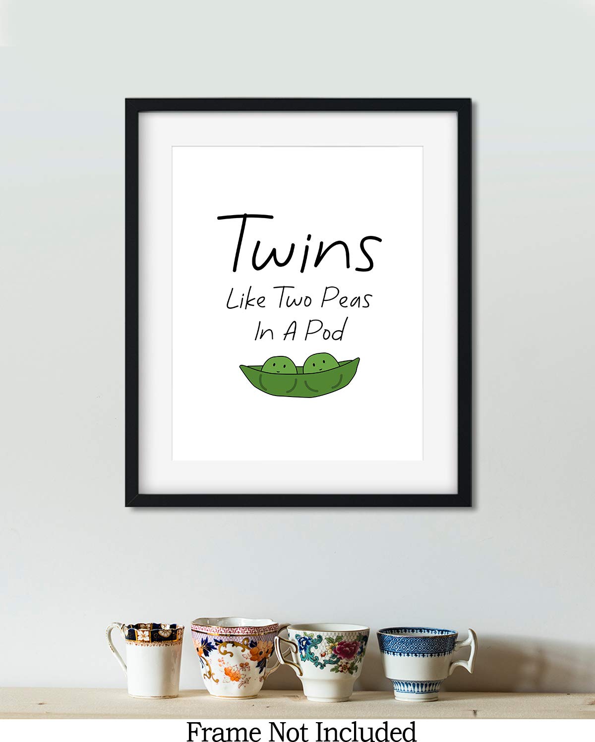 Govivo Twins | Like Two Peas In A Pod - Wall Decor Art Print with a black background - 8x10 unframed typography artwork printed on photograph paper