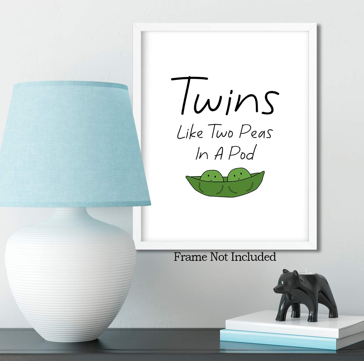 Govivo Twins | Like Two Peas In A Pod - Wall Decor Art Print with a black background - 8x10 unframed typography artwork printed on photograph paper