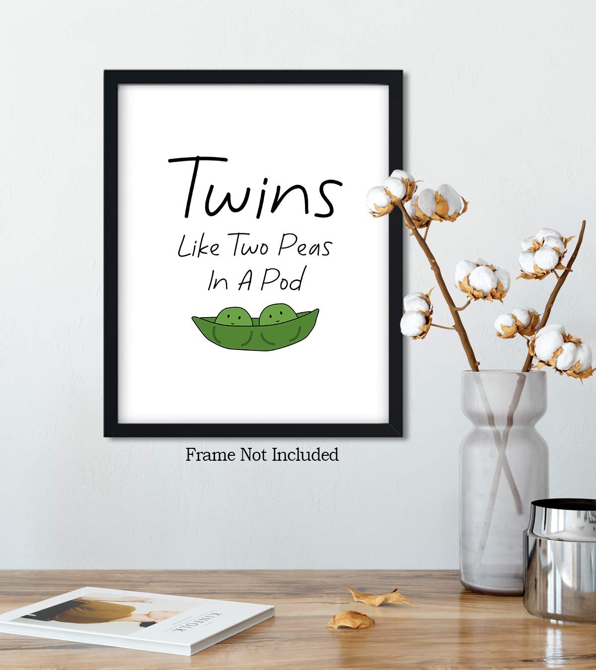 Govivo Twins | Like Two Peas In A Pod - Wall Decor Art Print with a black background - 8x10 unframed typography artwork printed on photograph paper