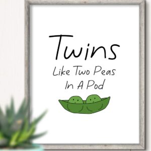 Govivo Twins | Like Two Peas In A Pod - Wall Decor Art Print with a black background - 8x10 unframed typography artwork printed on photograph paper