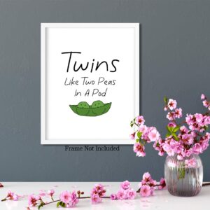 Govivo Twins | Like Two Peas In A Pod - Wall Decor Art Print with a black background - 8x10 unframed typography artwork printed on photograph paper