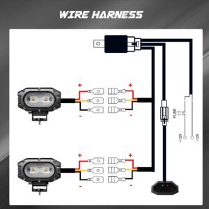 SLARY 2PCS 4 Inch LED Work Lights Flood Single Row White/Amber Flasing Strobe Pods Off Road Driving Fog Lights with Switch Wiring Harness for Truck, 4x4, SUV, ATV