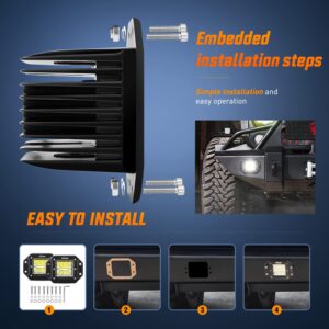 Nilight 4PCS 42W Flush Mount LED Light Pods Upgraded Spot Flood Combo Beam Driving Light LED Work Light Backup Light Reverse Light Grill Mount Light for Offroad 4x4 Truck SUV, 2 Years Warranty