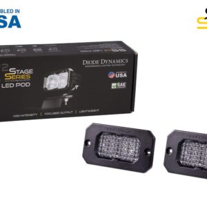 Diode Dynamics Stage Series 2in SAE White Sport Flush Mount LED Pod (pair), SAE Fog w/Amber Backlight