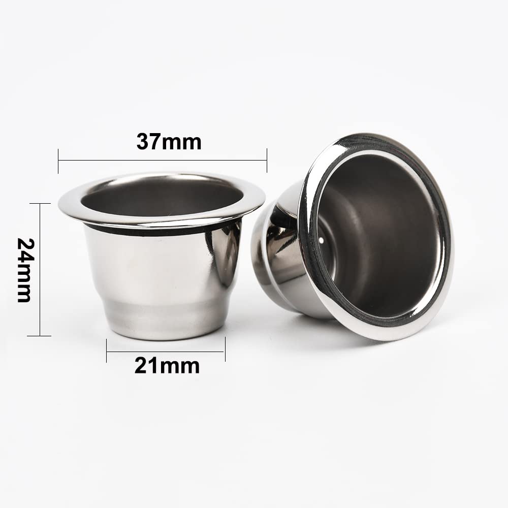 Reusable Espresso Capsules Stainless Steel Refillable Coffee Pods with Biodegradable Paper Seals Stickers Lids Compatible for Nespresso Original Line Machines (2 Cups + 100 Lids)