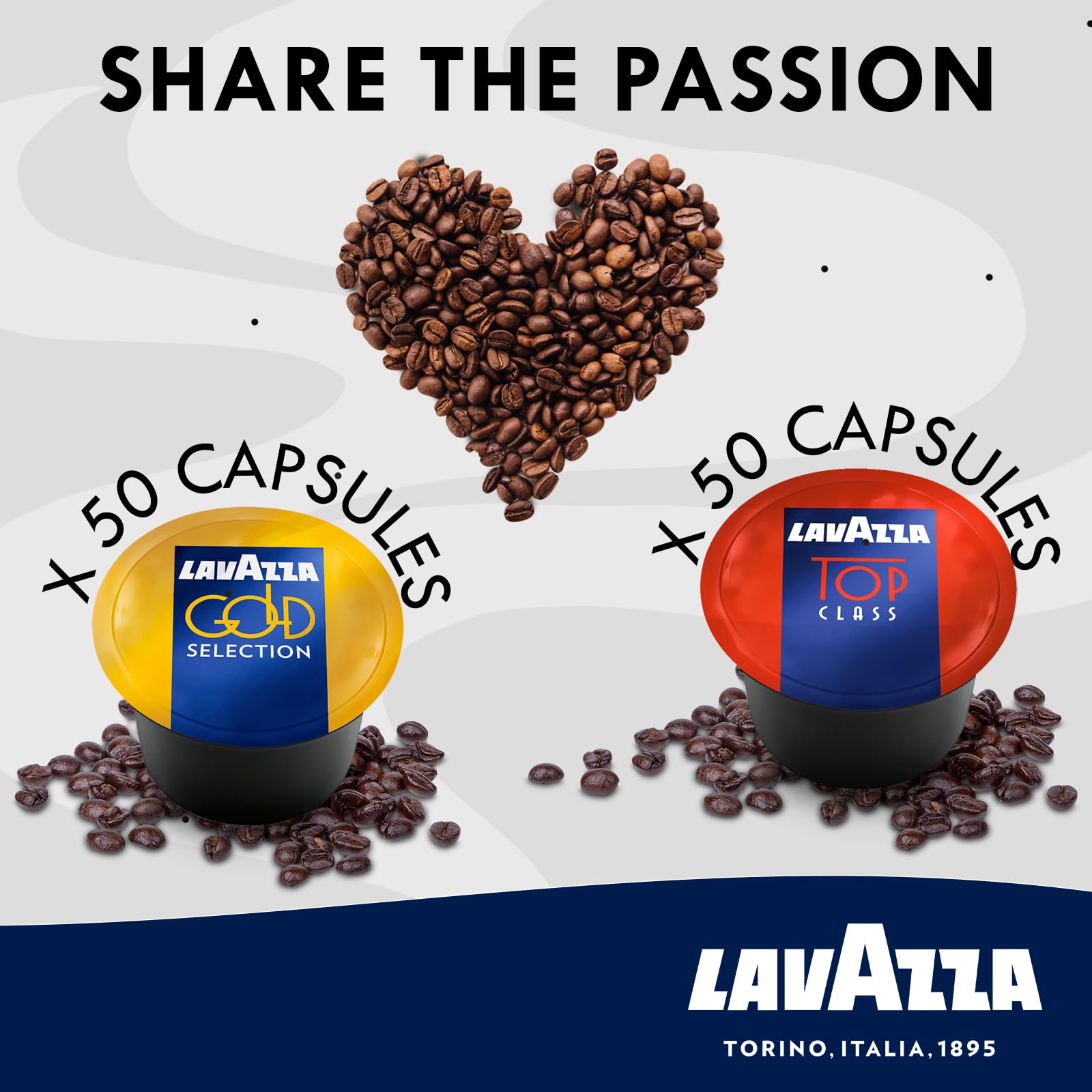 Lavazza Blue Capsules Coffee Pods, Best Value Pack 2 x 50 each, 100 ct, Top Class, Gold Selection for Lavazza LB Machines (all types)