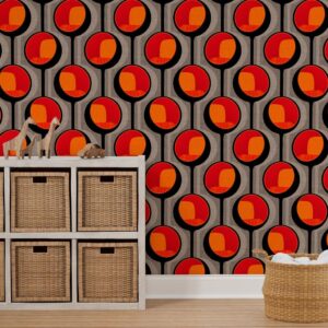 Spoonflower Removable Wallpaper 12ft x 2ft - Pod Retro Modern Table Mid Century Custom Pre-Pasted Wallpaper