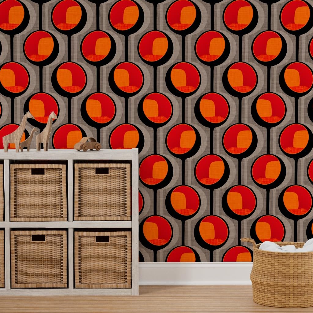 Spoonflower Removable Wallpaper 12ft x 2ft - Pod Retro Modern Table Mid Century Custom Pre-Pasted Wallpaper