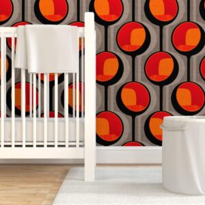 Spoonflower Removable Wallpaper 12ft x 2ft - Pod Retro Modern Table Mid Century Custom Pre-Pasted Wallpaper