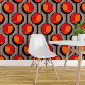 Spoonflower Removable Wallpaper 12ft x 2ft - Pod Retro Modern Table Mid Century Custom Pre-Pasted Wallpaper