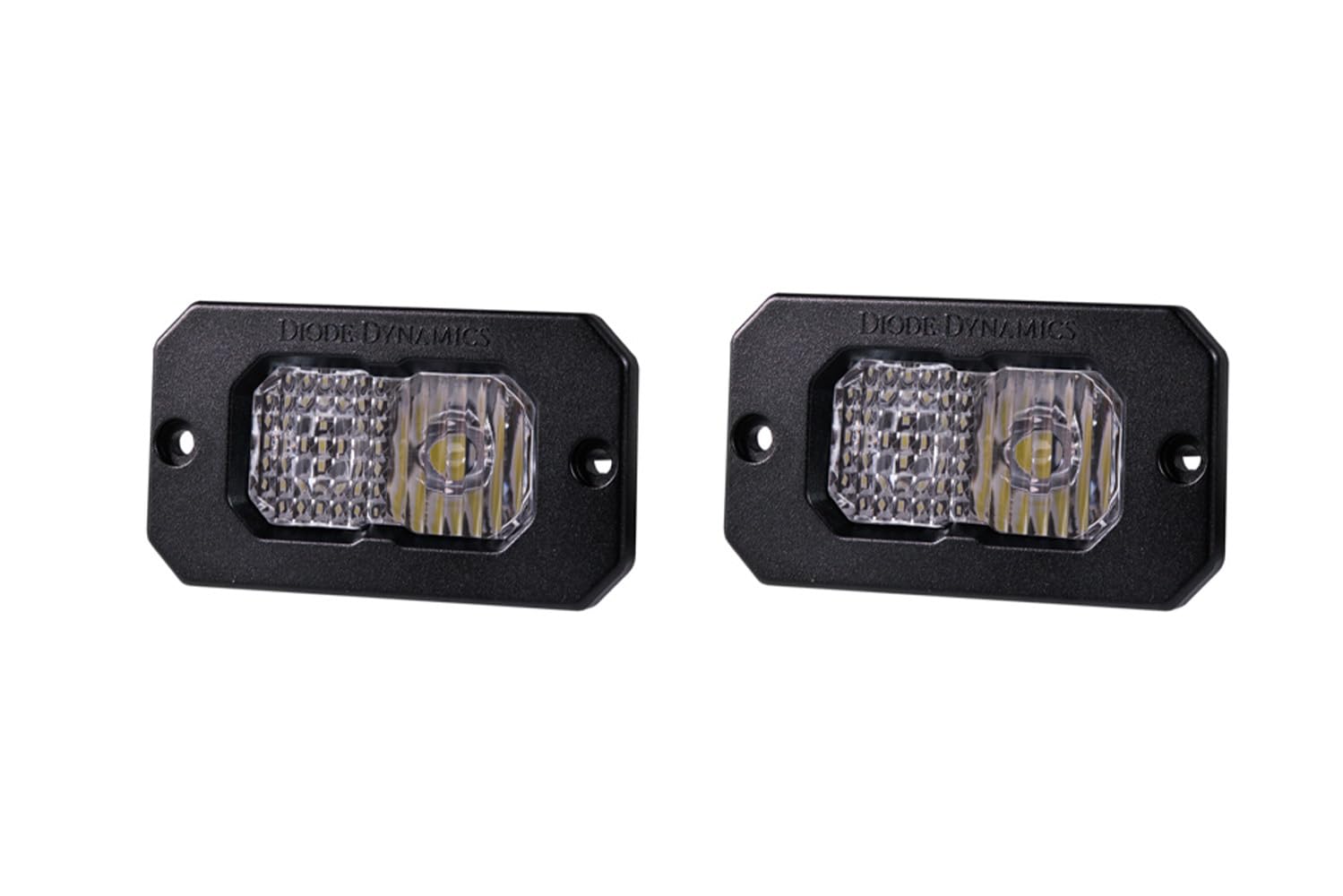 Diode Dynamics Stage Series 2in SAE White Sport Flush Mount LED Pod (pair), Combo w/Amber Backlight