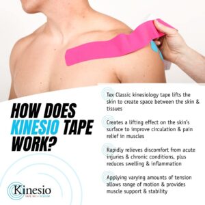 Kinesio Taping - Elastic Therapeutic Athletic Tape Tex Classic - Beige – 2 in. x 13 ft - 6 Pack