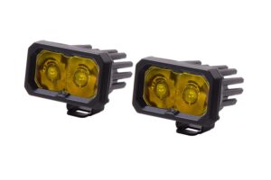 diode dynamics stage series 2in sae yellow sport standard led pod (pair), spot w/amber backlight