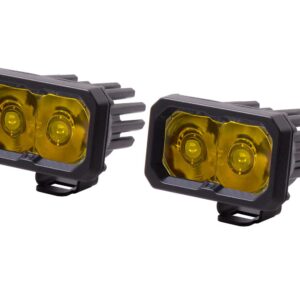 Diode Dynamics Stage Series 2in SAE Yellow Sport Standard LED Pod (pair), Spot w/Amber Backlight