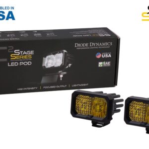 Diode Dynamics Stage Series 2in SAE Yellow Sport Standard LED Pod (pair), Spot w/Amber Backlight