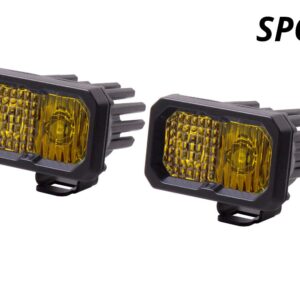 Diode Dynamics Stage Series 2in SAE Yellow Sport Standard LED Pod (pair), Spot w/Amber Backlight