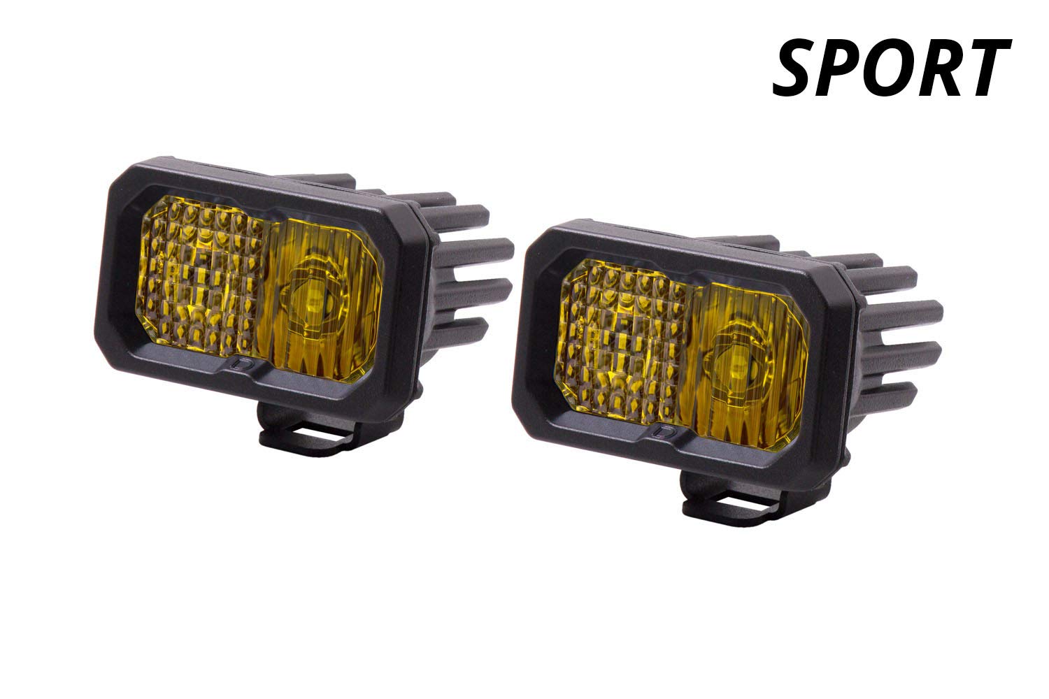 Diode Dynamics Stage Series 2in SAE Yellow Sport Standard LED Pod (pair), Spot w/Amber Backlight