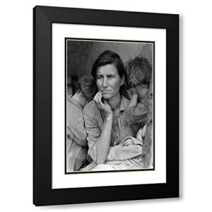 artdirect migrant mother ii 15x18 black modern wood framed with double matting museum art print by lange, dorothea