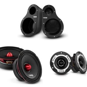 DS18 EN6P Universal Speaker Pods Bundle - 1 Set Left & Right Kick Panel + 2X 6.5 Midrange Speakers with Bullet + 2X 1 Super Bullet Tweeters - Great for Slingshot, SXS, Motorsports & ATV/UTV