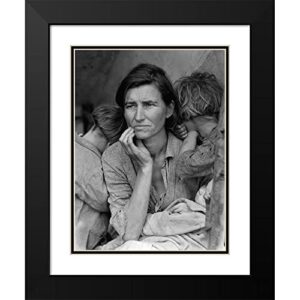 ArtDirect Migrant Mother II 15x18 Black Modern Wood Framed with Double Matting Museum Art Print by Lange, Dorothea