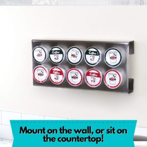 Polar Whale 2 Brushed Stainless Steel Coffee Pod Organizer Storage Tray Counter Stand or Wall Mount Compatible with Keurig K-Cup KCup for Kitchen Home Office Waterproof 12 x 5.25 Inches Each Holds 10